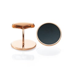 Gemelos Victor Mayer Globetrotter Redondos Oro Rosa 18k con Esmalte Negro Ø 20mm