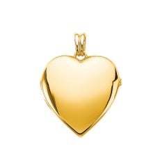 Customizable Polished Heart Shaped Pendant Locket 18k Yellow Gold 37 mm x 34 mm