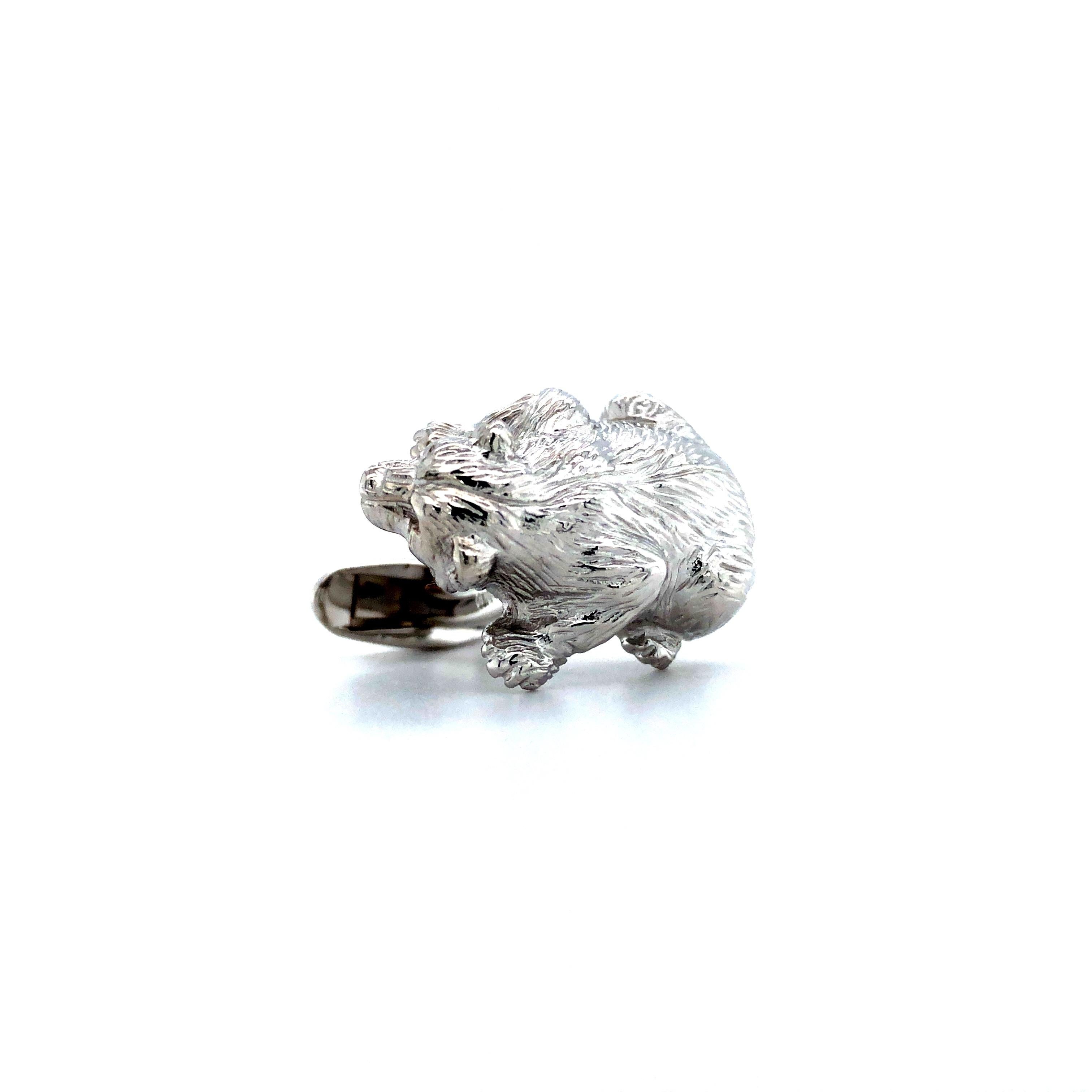Victor Mayer Hallmark Bär Tier Manschettenknöpfe 925 Sterling Silber 18 mm x 27 mm Herren im Angebot