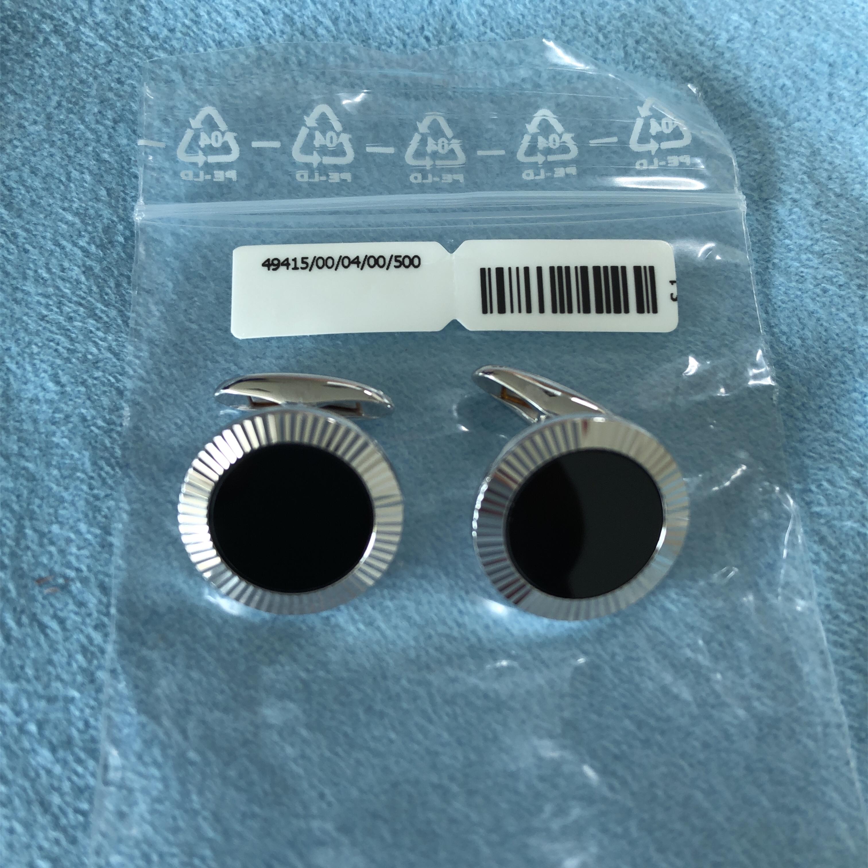 Contemporain Victor Mayer Hallmark Collection Boutons de manchette Argent Sterling Onyx noir Hommes Ø 19mm en vente