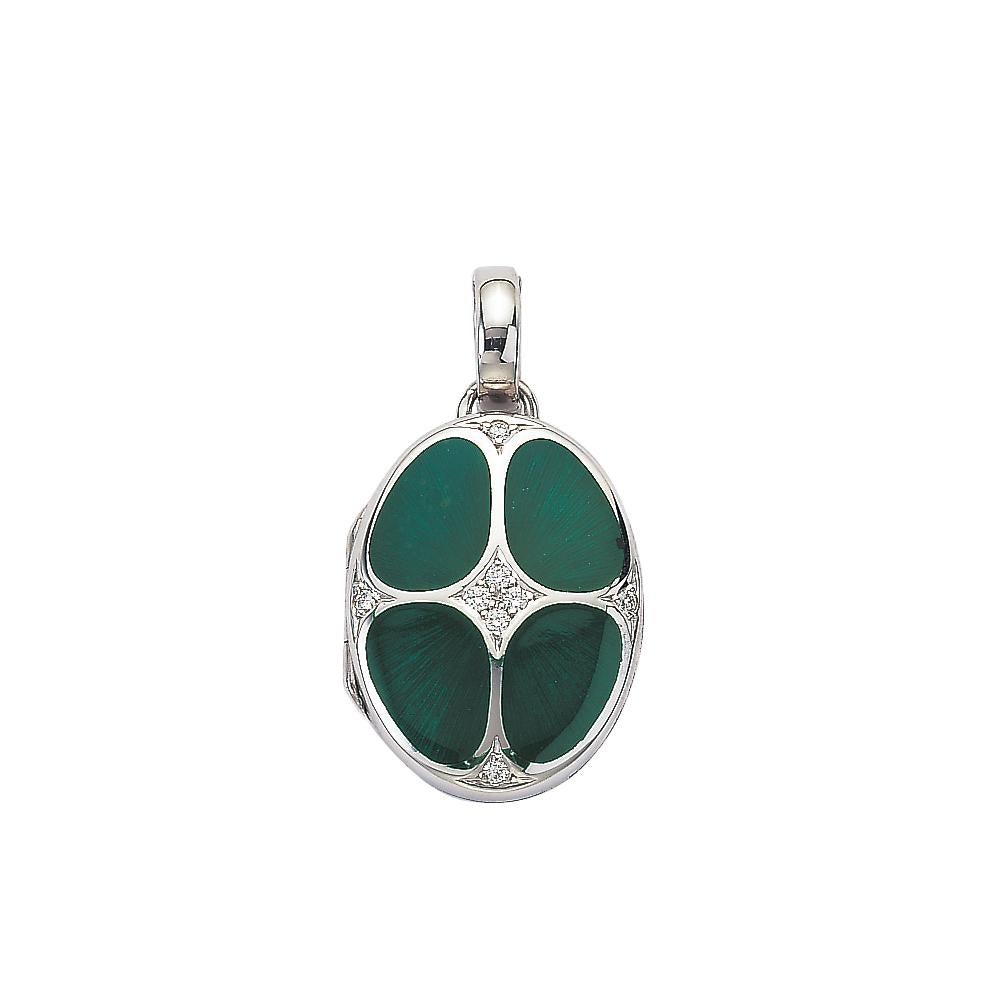 Victor Mayer oval pendant locket, 18k white gold, emerald green vitreous enamel, 8 diamonds total 0.16 ct, H VS

About the creator Victor Mayer
Victor Mayer is internationally renowned for elegant timeless designs and unrivalled expertise in