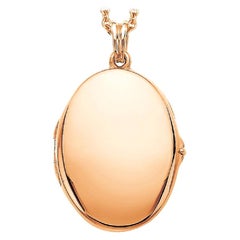 Anpassbares ovales Medaillon mit poliertem Anhänger - 18k Roségold - 23.0 mm x 32.0 mm