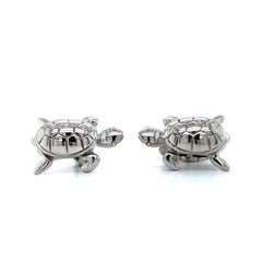 Boutons de manchette tortue polie en argent 925 Hallmark