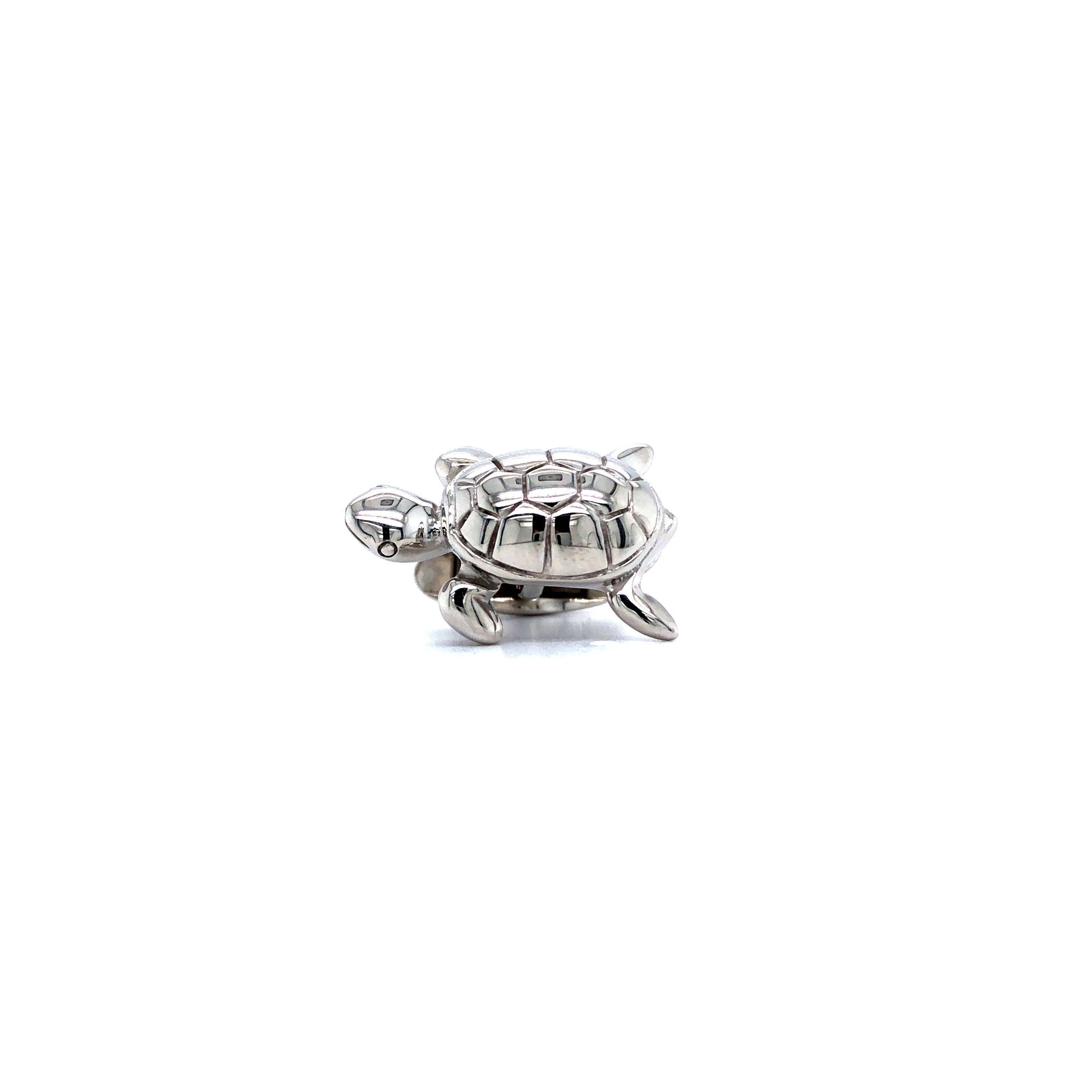 Victor Mayer Hallmark polierte Schildkröte Manschettenknöpfe aus 925 Sterling Silber (Zeitgenössisch) im Angebot