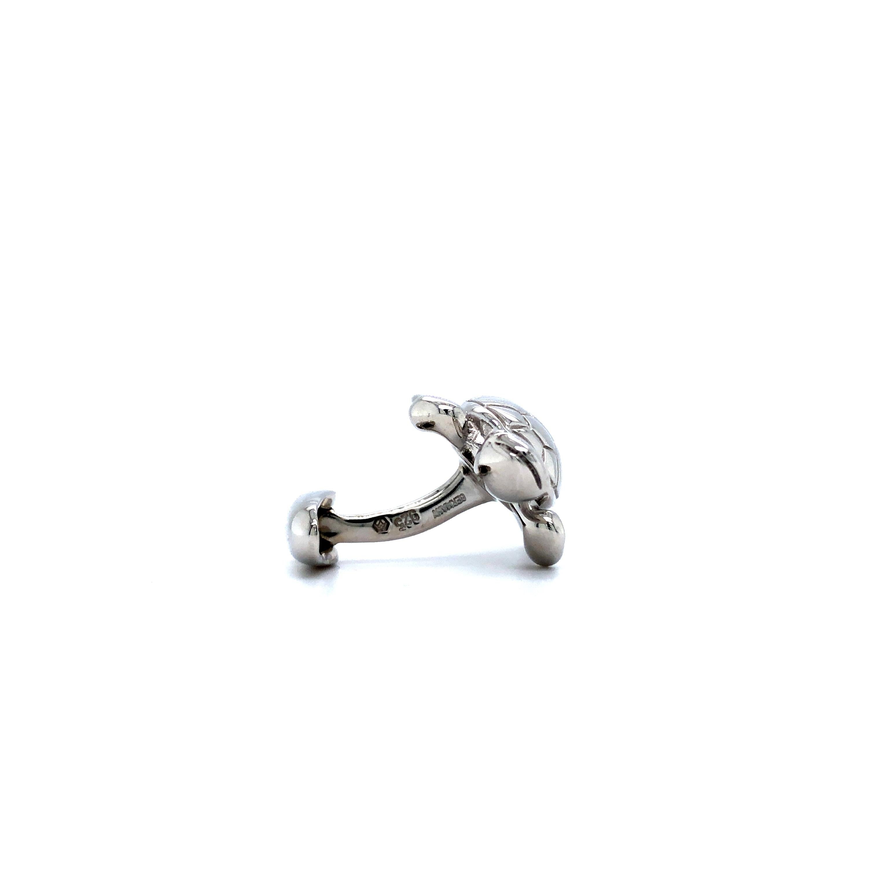Victor Mayer Hallmark polierte Schildkröte Manschettenknöpfe aus 925 Sterling Silber im Zustand „Neu“ im Angebot in Pforzheim, DE