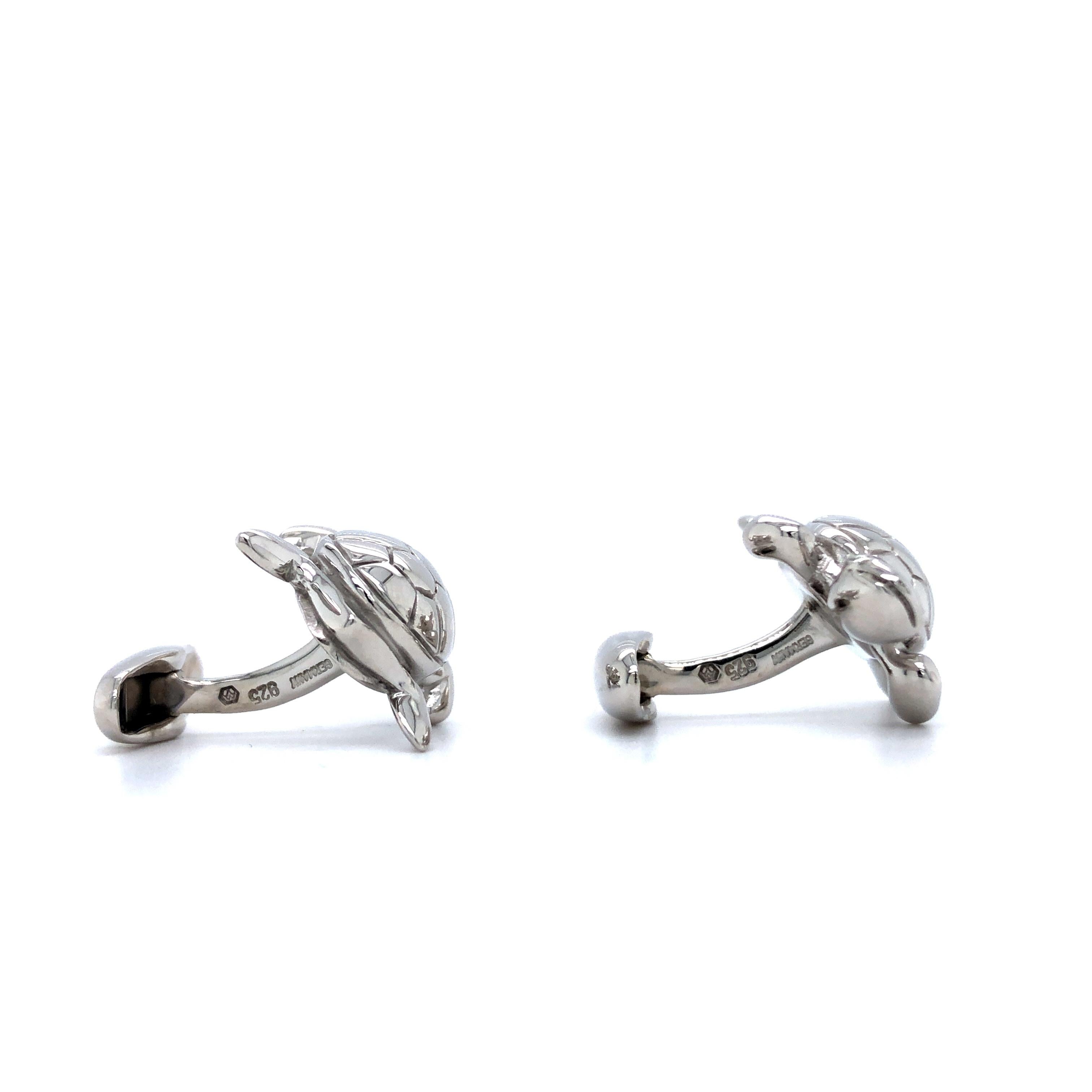 Victor Mayer Hallmark polierte Schildkröte Manschettenknöpfe aus 925 Sterling Silber Herren im Angebot