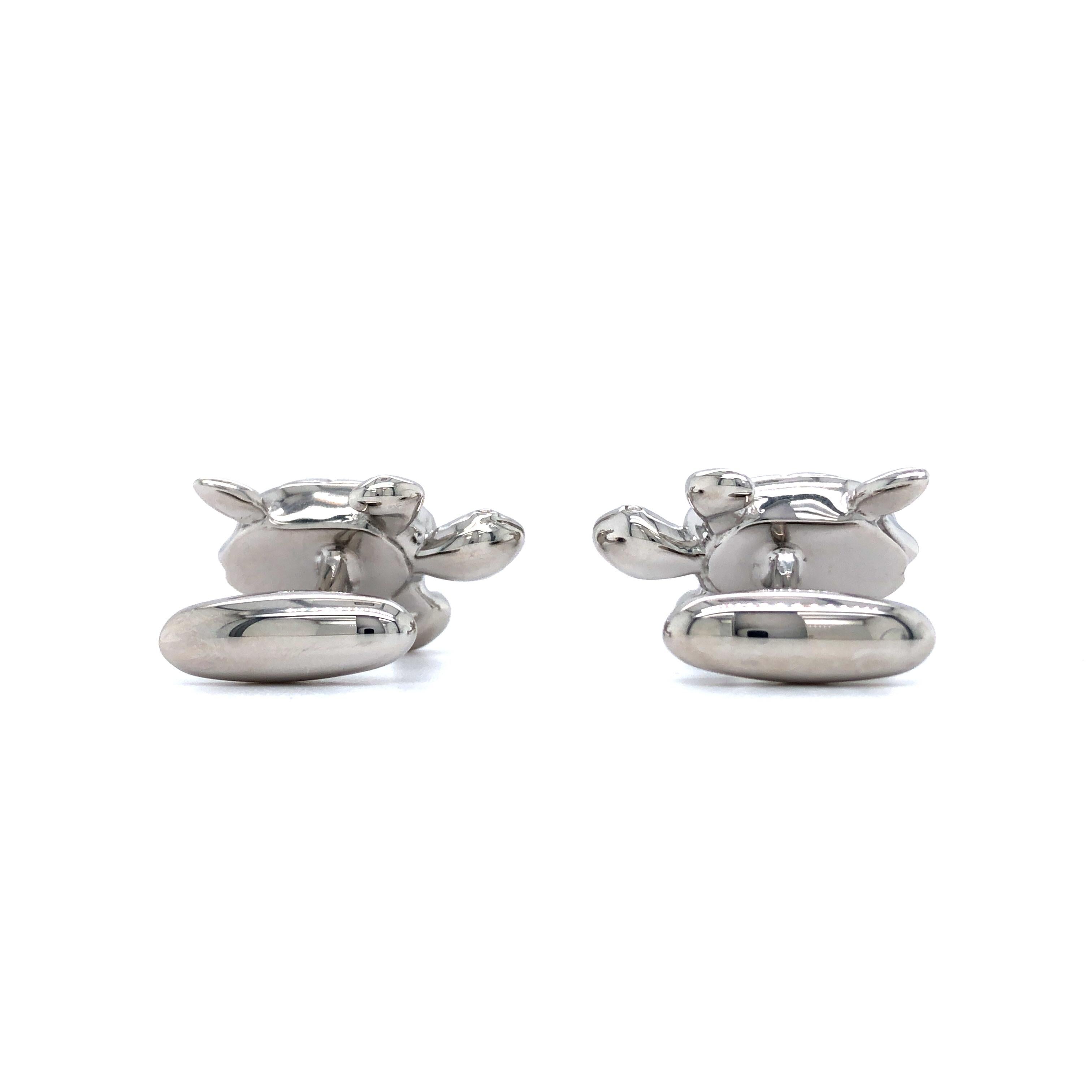Victor Mayer Hallmark polierte Schildkröte Manschettenknöpfe aus 925 Sterling Silber im Angebot 1