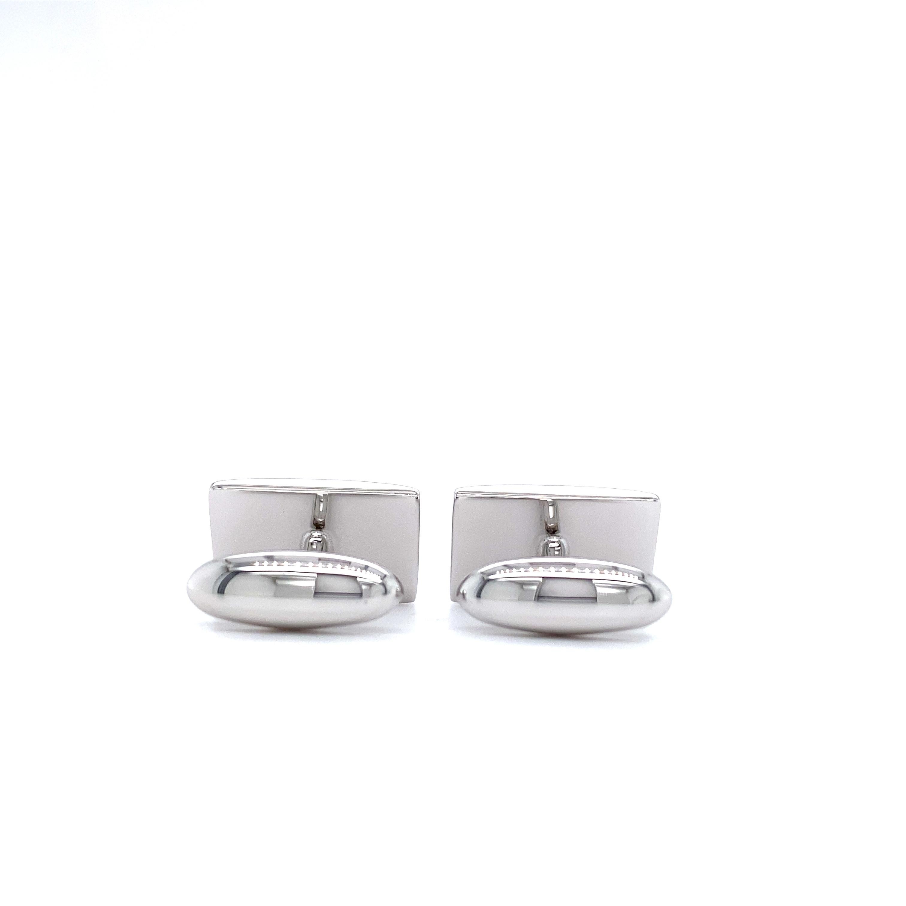 Boutons de manchette rectangulaires Victor Mayer Hallmark en argent sterling 12,5 mm x 18,5 mm Neuf - En vente à Pforzheim, DE