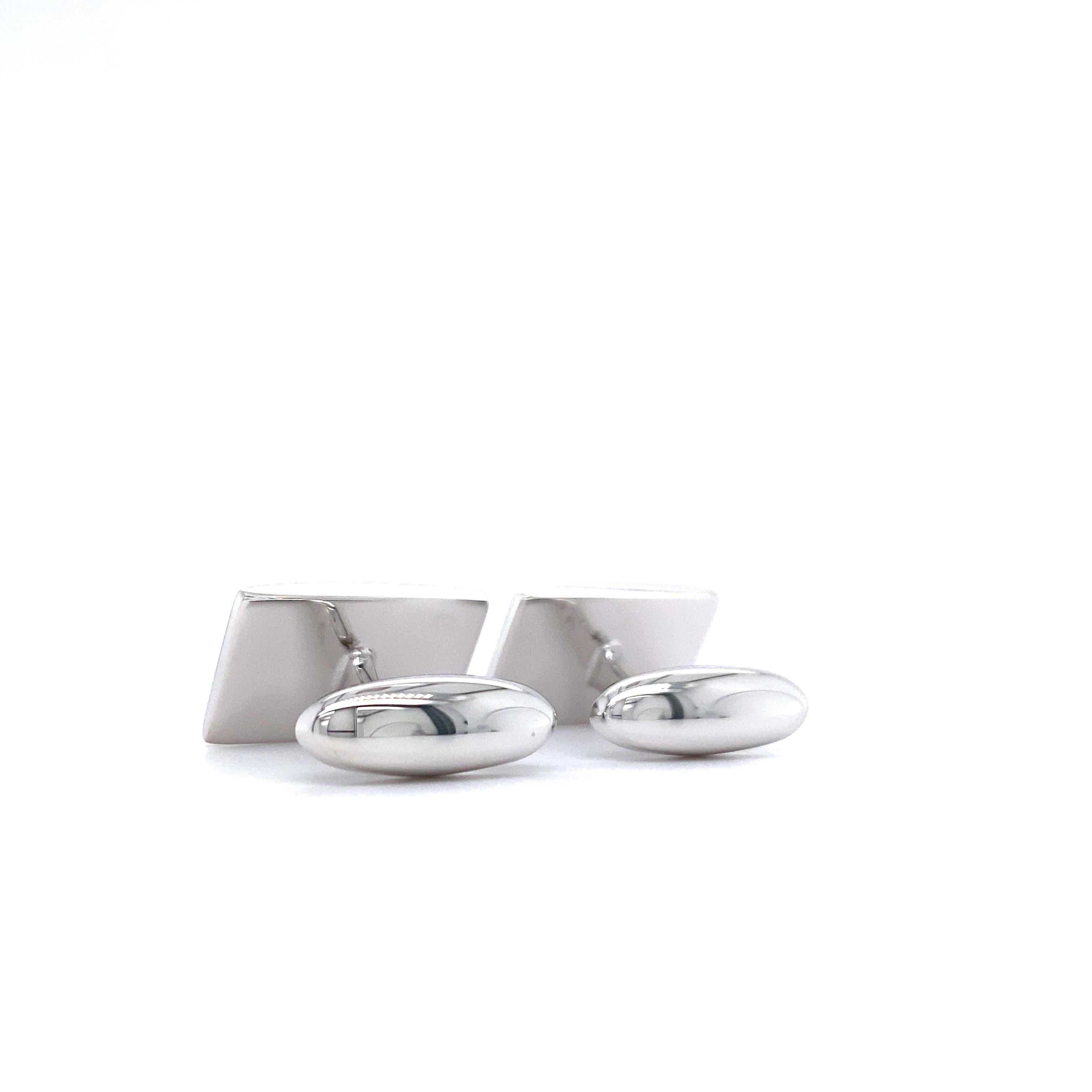 Boutons de manchette rectangulaires Victor Mayer Hallmark en argent sterling 12,5 mm x 18,5 mm Pour hommes en vente