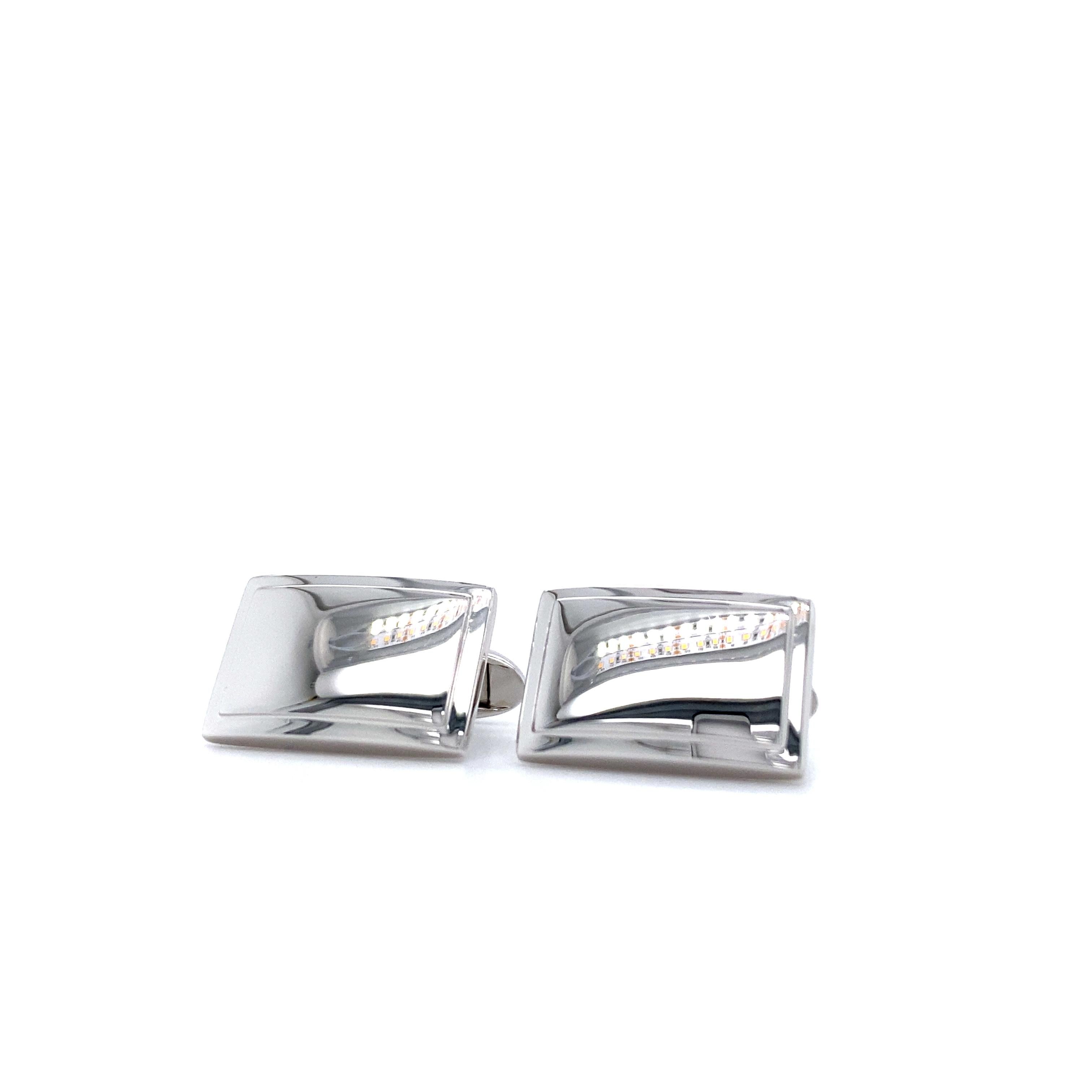 Boutons de manchette rectangulaires Victor Mayer Hallmark en argent sterling 12,5 mm x 18,5 mm en vente 2