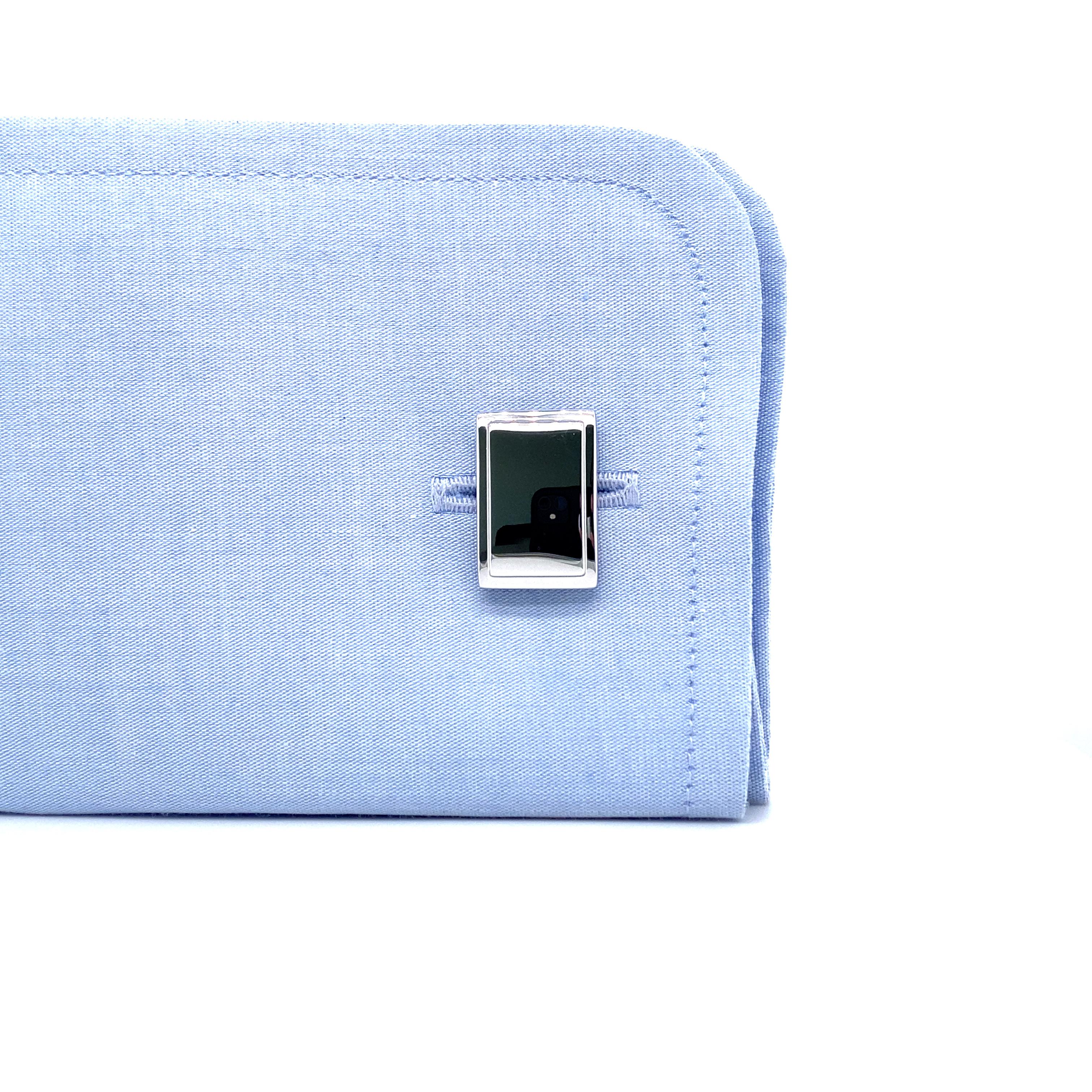 Boutons de manchette rectangulaires Victor Mayer Hallmark en argent sterling 12,5 mm x 18,5 mm en vente 3