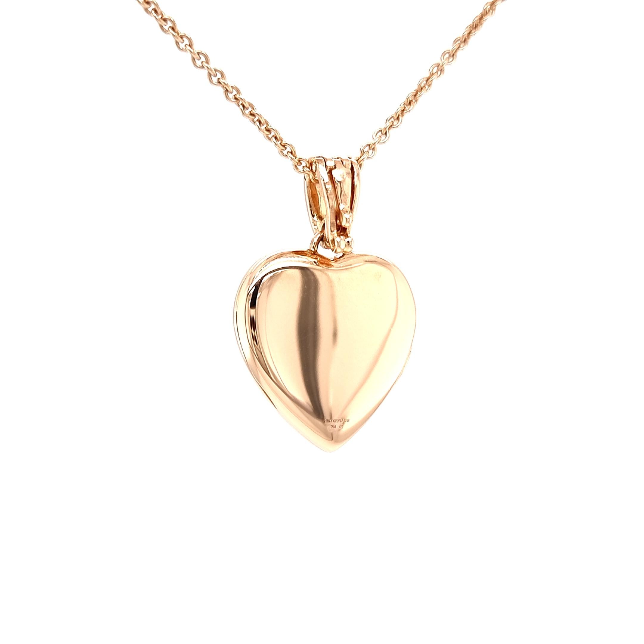 Contemporary Customizable Heart Shaped Pendant Locket 18k Yellow Gold 1 Diamond 0.06 ct H VS For Sale