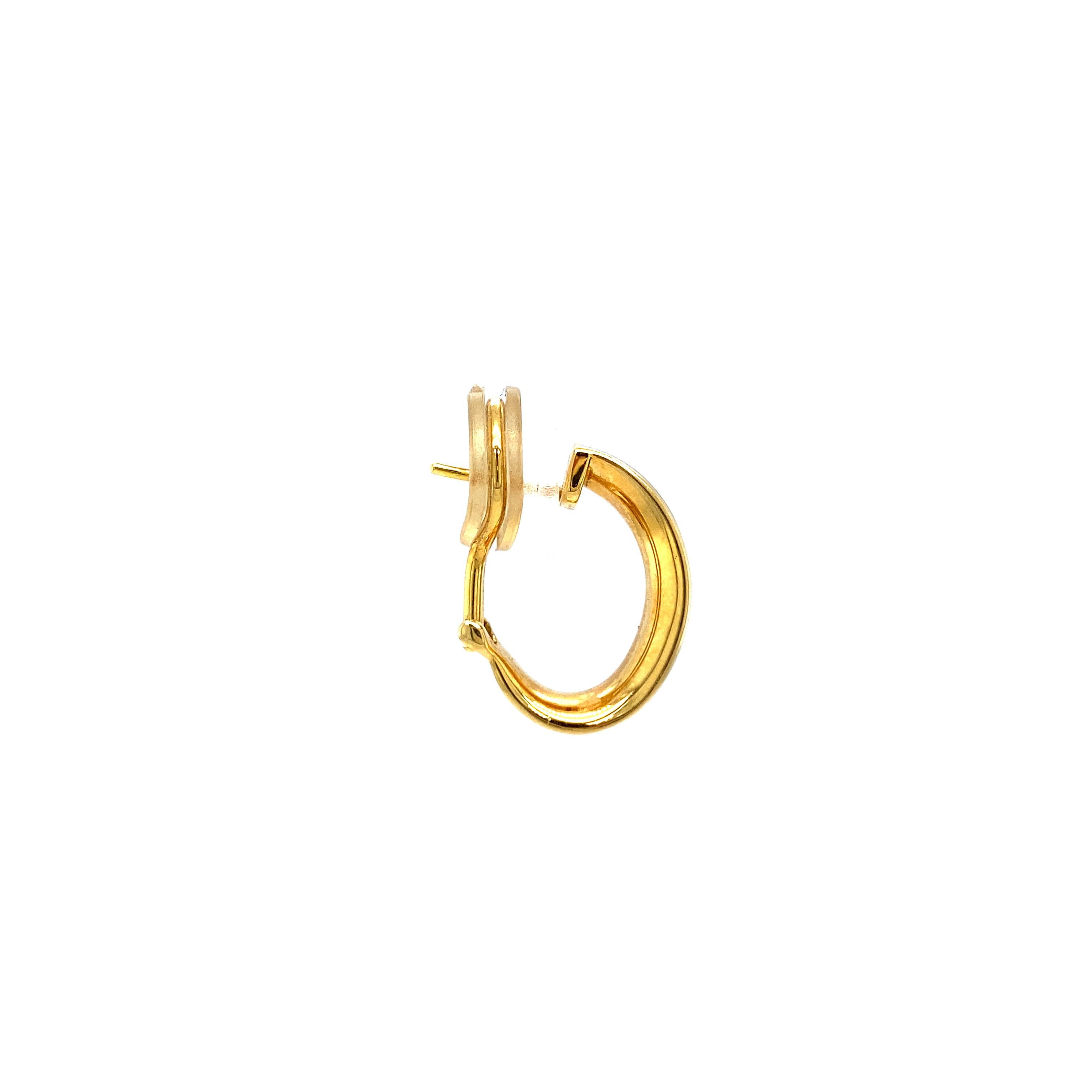 Hoop Earrings 18k Yellow Gold Green Vitreous Enamel Paillons 22 Diamonds 0.22 ct In New Condition For Sale In Pforzheim, DE