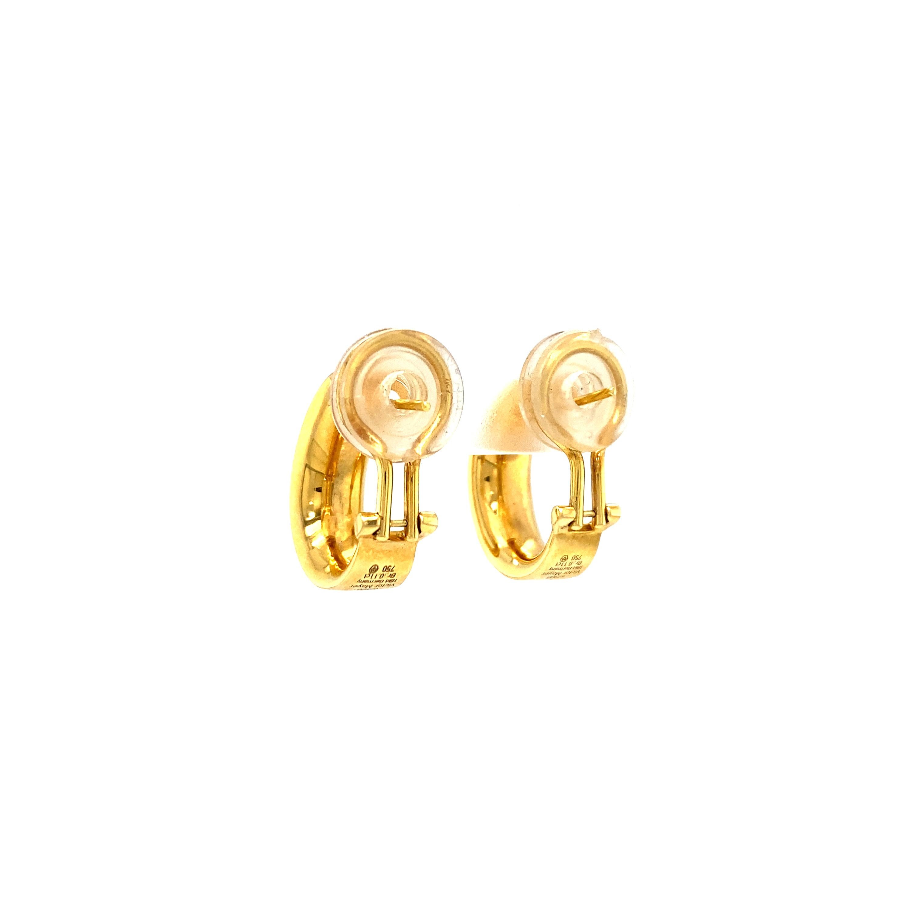 Hoop Earrings 18k Yellow Gold Green Vitreous Enamel Paillons 22 Diamonds 0.22 ct For Sale 1