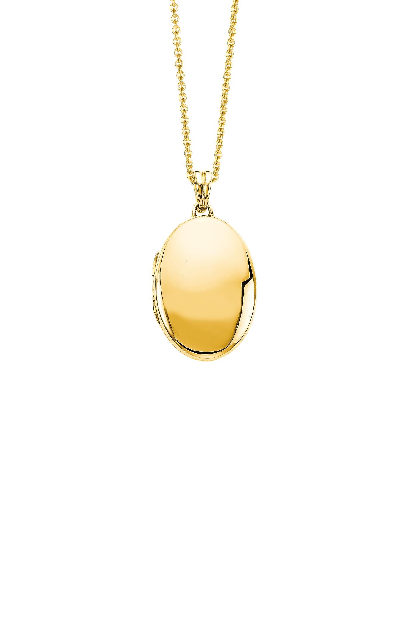 Contemporary Customizable Oval Polished Pendant Locket - 18k Yellow Gold - 25.0 mm x 36.0 mm For Sale