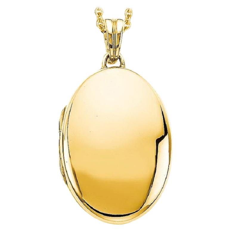 Customizable Oval Polished Pendant Locket - 18k Yellow Gold - 25.0 mm x 36.0 mm For Sale