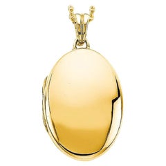 Customizable Oval Polished Pendant Locket - 18k Yellow Gold - 25.0 mm x 36.0 mm