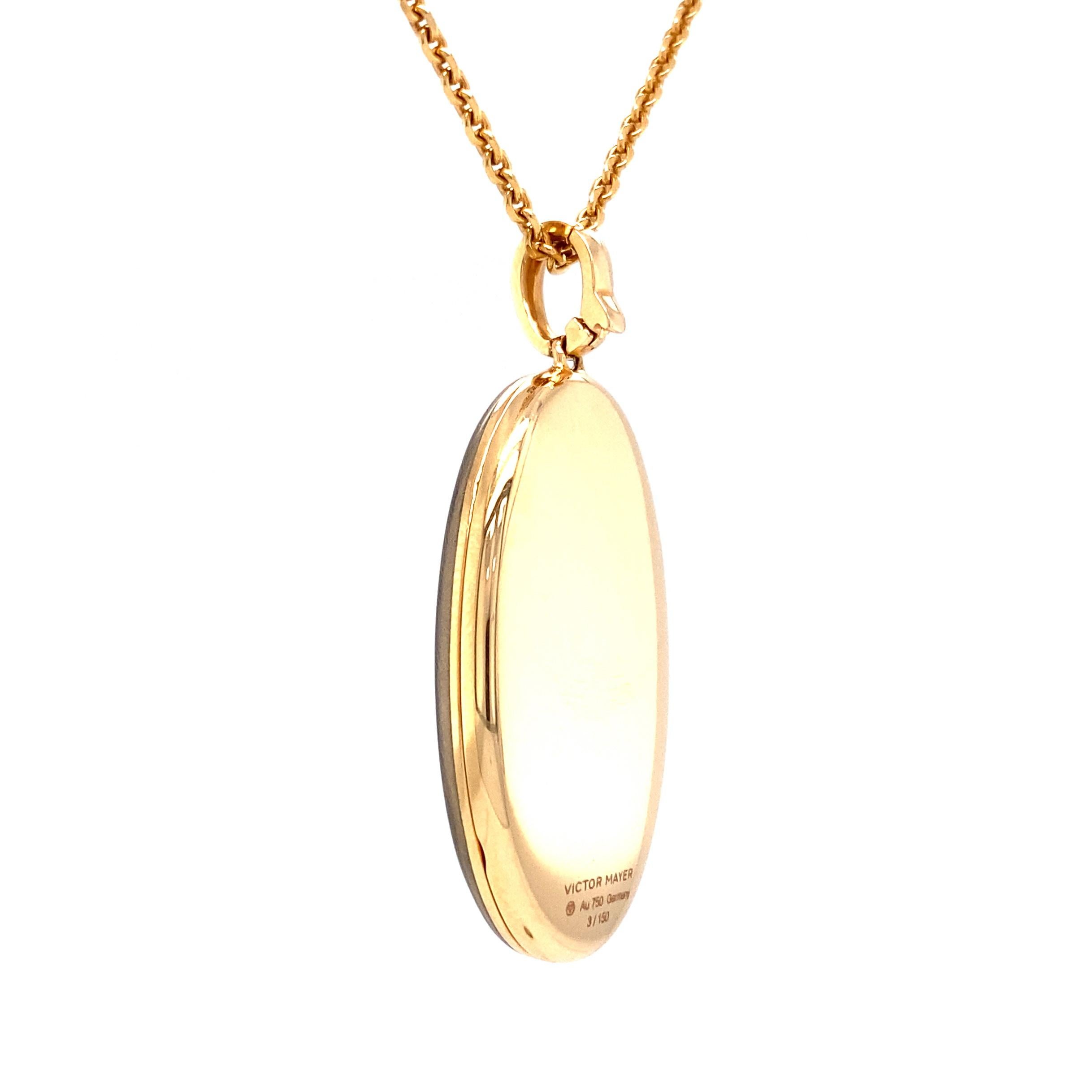 Donna Collana con ciondolo in oro rosa 18k smalto grigio/rosa 26 diamanti 1 tormalina in vendita