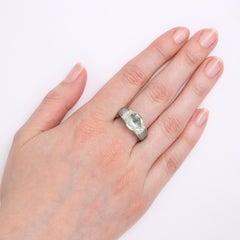 Victor Mayer Ring Peacock Silver Enamel 18k White Gold 8 Diamonds 0.16 ct