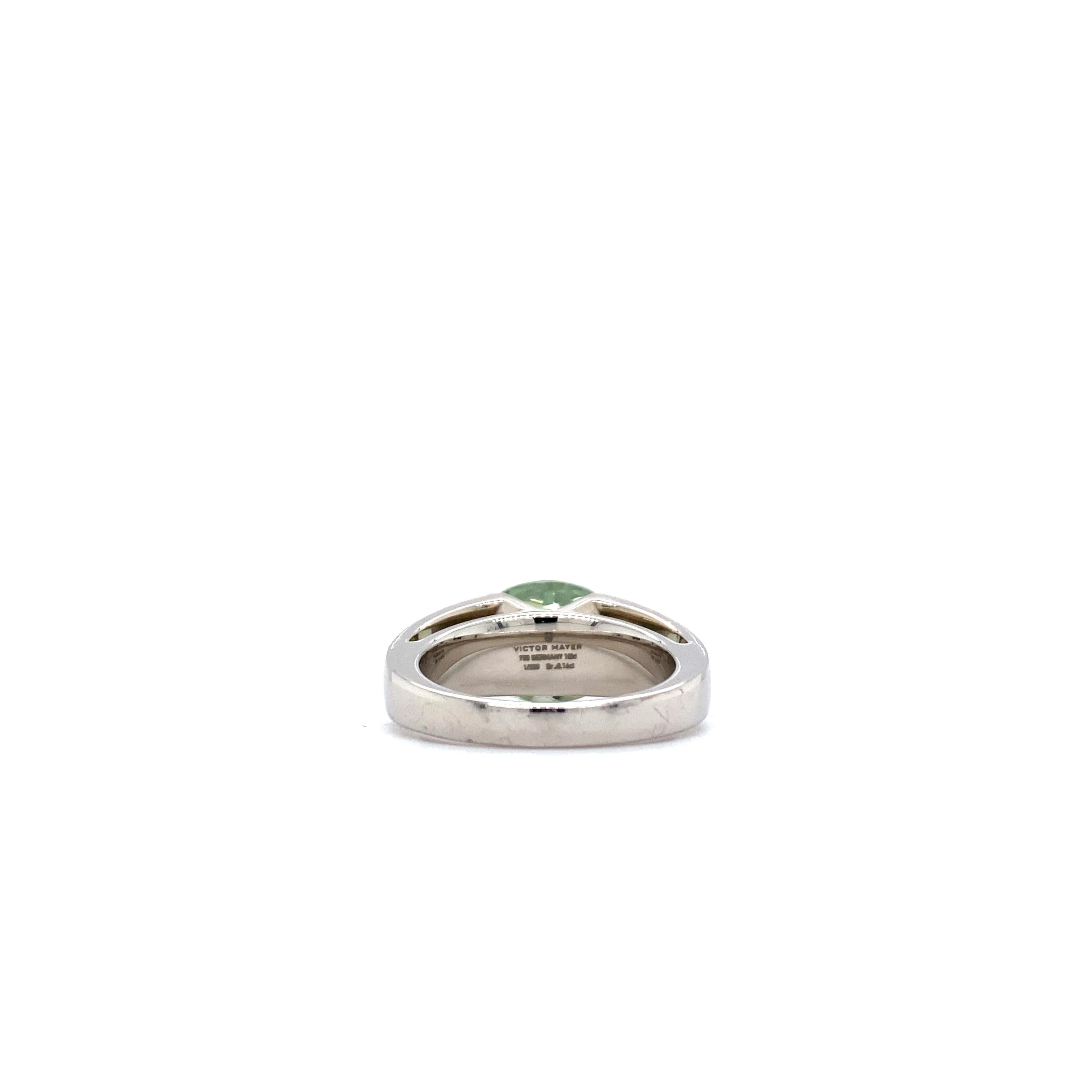 Victor Mayer Ring Peacock Silver Enamel 18k White Gold 8 Diamonds 0.16 ct  For Sale 1
