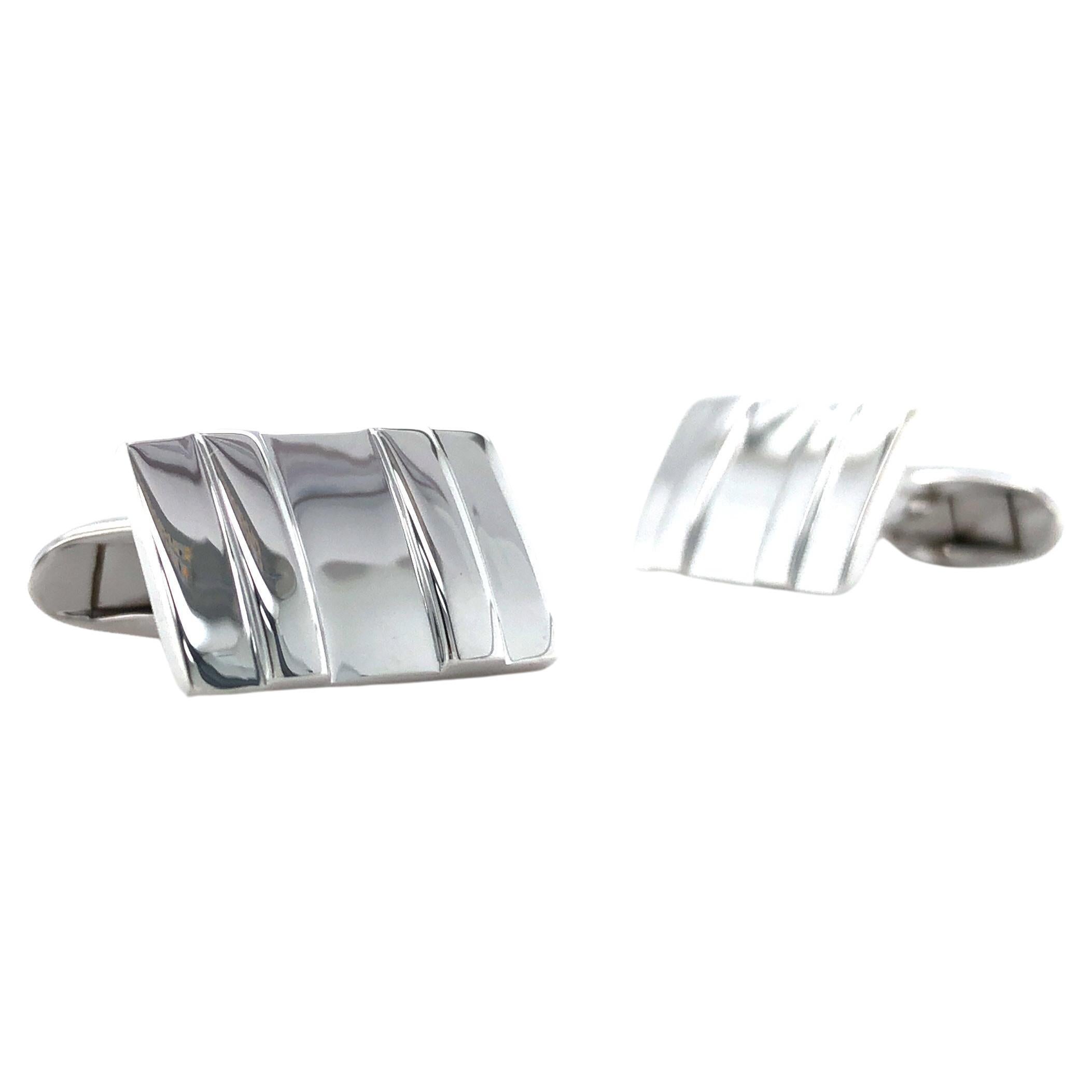 Victor Mayer Gemelli da polso a forma di rettangolo in argento 925 con linee verticali