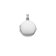 Customizable Round Polished Pendant Locket - 18k White Gold - Diameter 30 mm