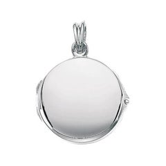 Médaillon pendentif rond personnalisable en or blanc 18 carats, diamètre 30 mm