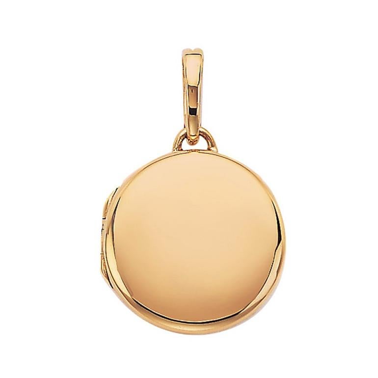 Customizable Round Polished Pendant Locket - 18k Rose Gold - Diameter 21 mm For Sale