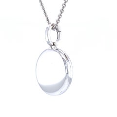 Round Customizable Polished Pendant Locket - 18k White Gold - Diameter 21.0 mm