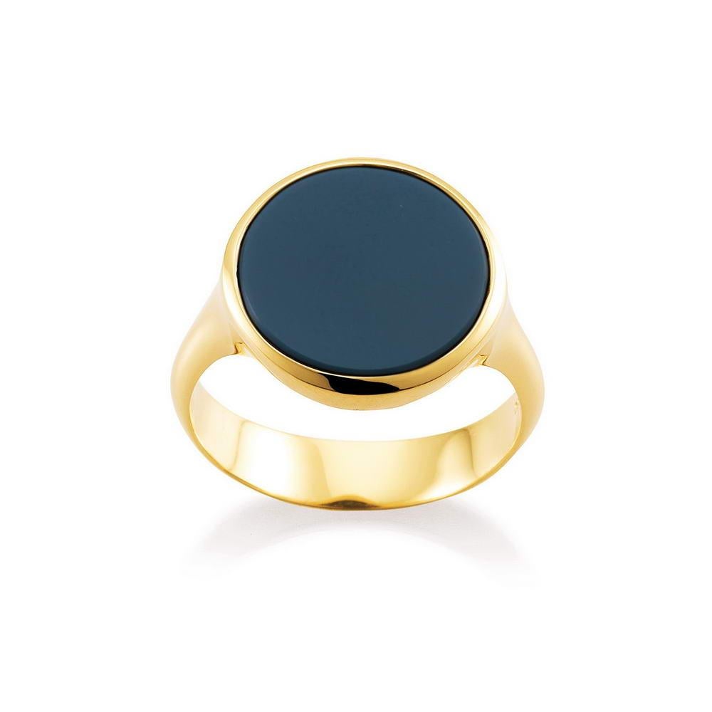 Contemporary Customizable Round Signet Ring - 18k Yellow Gold - 1 Niccolo Diameter 15.0 mm For Sale