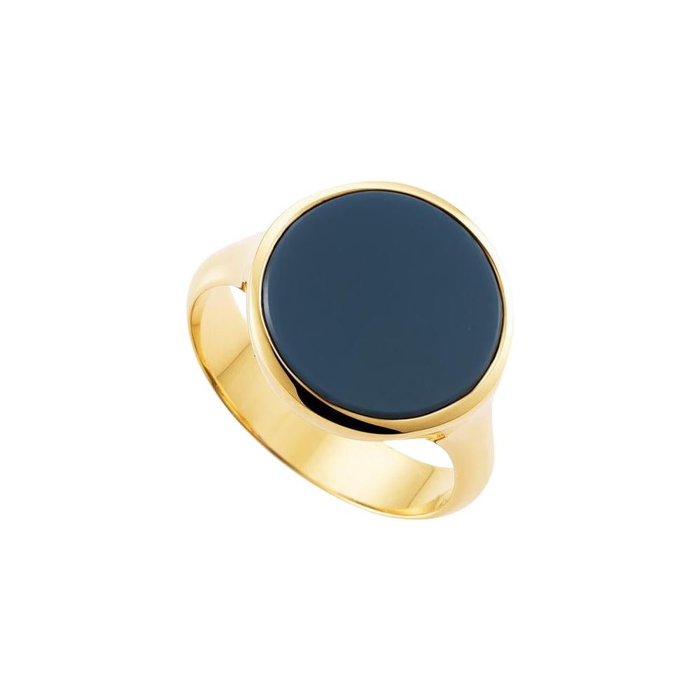 Customizable Round Signet Ring - 18k Yellow Gold - 1 Niccolo Diameter 15.0 mm For Sale