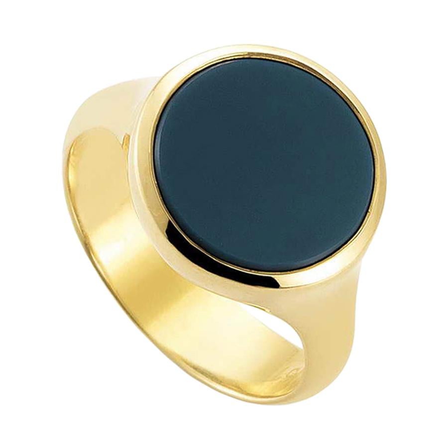 Victor Mayer Signet Ring Round 18k Yellow Gold Niccolo For Sale