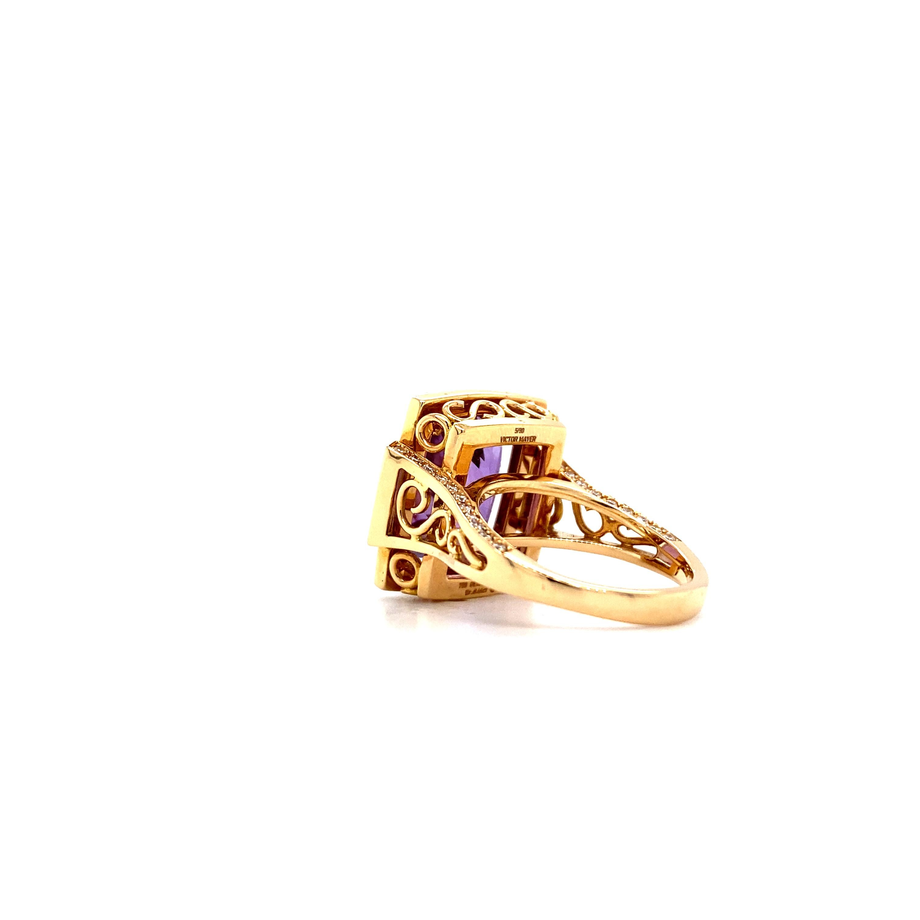 Women's Victor Mayer Soirée Lilac Enamel Ring 18k Rose Gold with Diamonds For Sale