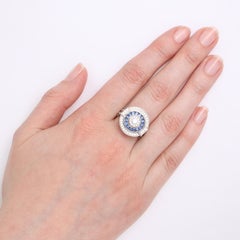 Victor Mayer Soiree Ring 18k White Gold Diamonds 1.13 ct Sapphire 0.97 ct