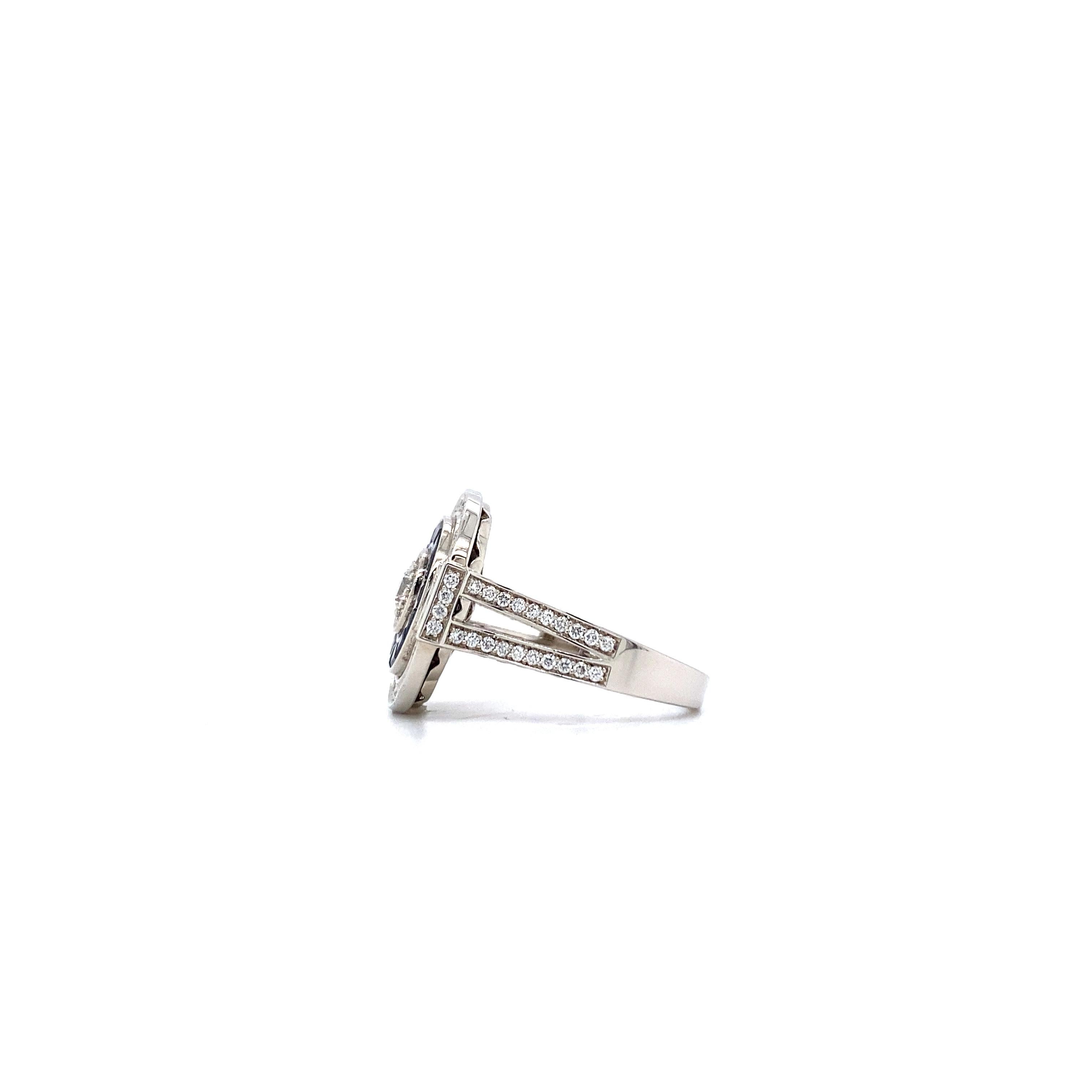 Victor Mayer Soiree Ring 18k White Gold Diamonds 1.13 ct Sapphire 0.97 ct For Sale 2