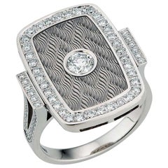 Victor Mayer Soirée Silver Enamel Ring 18k White Gold with Diamonds