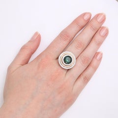 Victor Mayer Soirée Tourmaline Enamel Ring 18k White Gold/Yellow Gold Diamonds