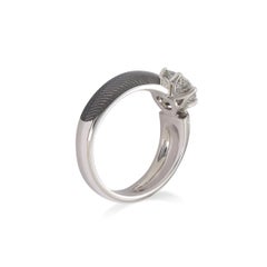 Solitaire 1ct Salt & Pepper Diamond Grey Enamel 18k White Gold Ring total 1.17ct