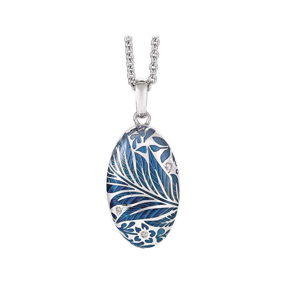 18 Karat White Gold and Diamond Oval Locket Necklace at 1stDibs | white ...