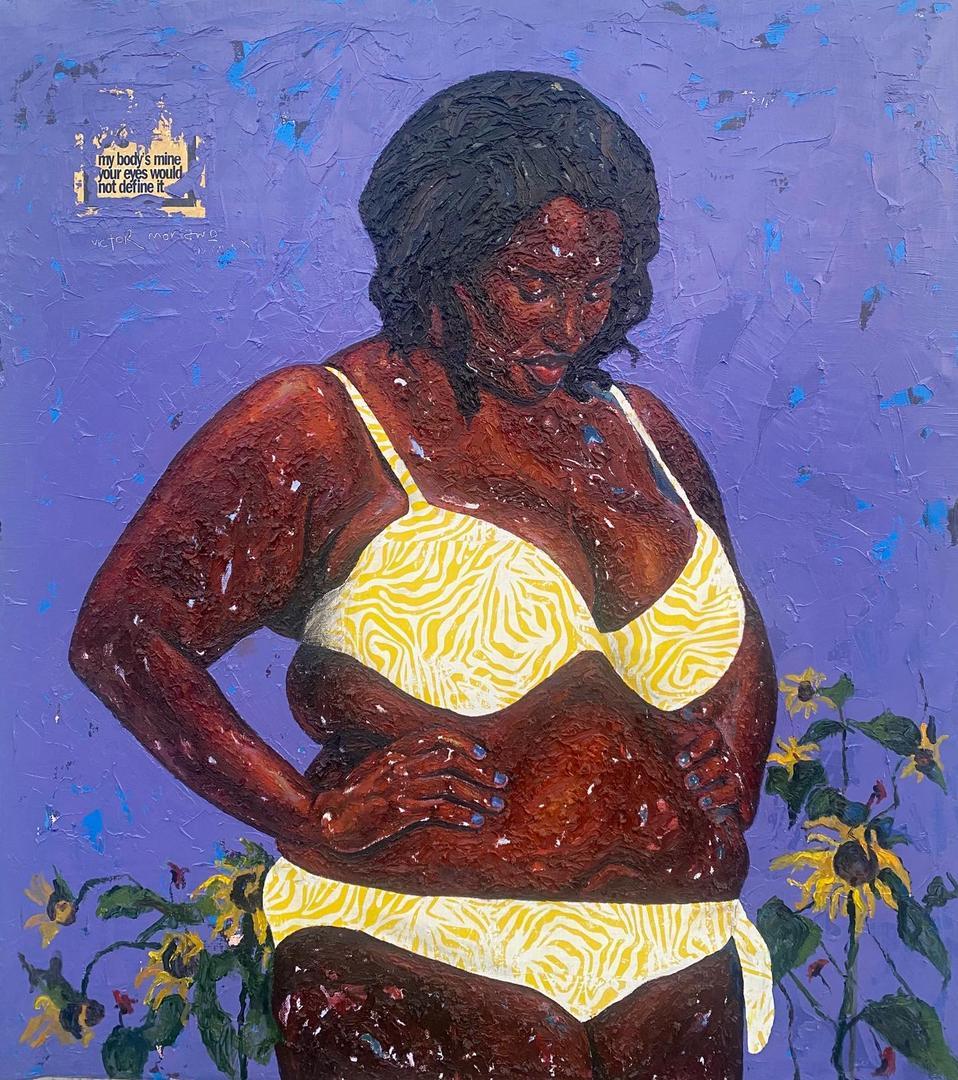 Victor Morawo Portrait Painting - I for Me, Me for Them -21st Century, Contemporary, Figurative, Africa Woman Body