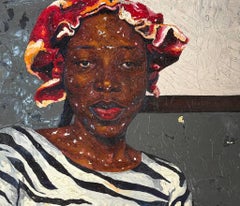 Specchio -21° secolo, Contemporaneo, Figurativo, Ritratto, Donna, Moderno, Impasto