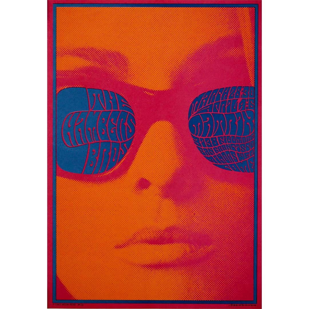 This original 1967 poster by Victor Moscoso was created for a performance by The Chambers Brothers at The Matrix, a seminal music venue in San Francisco. Known for their energetic fusion of soul, rock, and psychedelic influences, The Chambers
