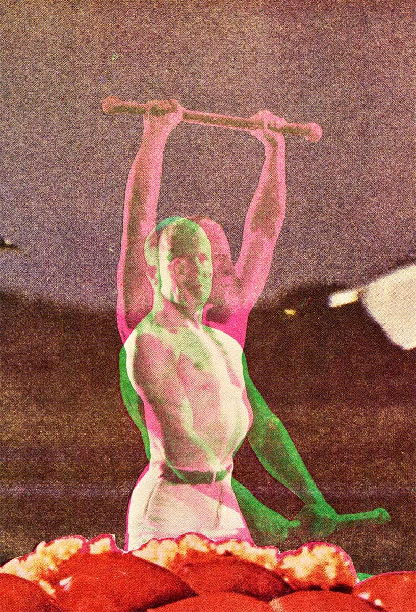 Original Joint Show, Erstausgabe 1967, unbeschnittenes psychedelisches Poster (Pink), Figurative Print, von Victor Moscoso