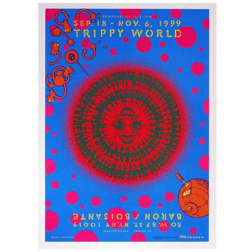 Affiche d'exposition vintage signée « Trippy World » de Victor Moscoso en vente