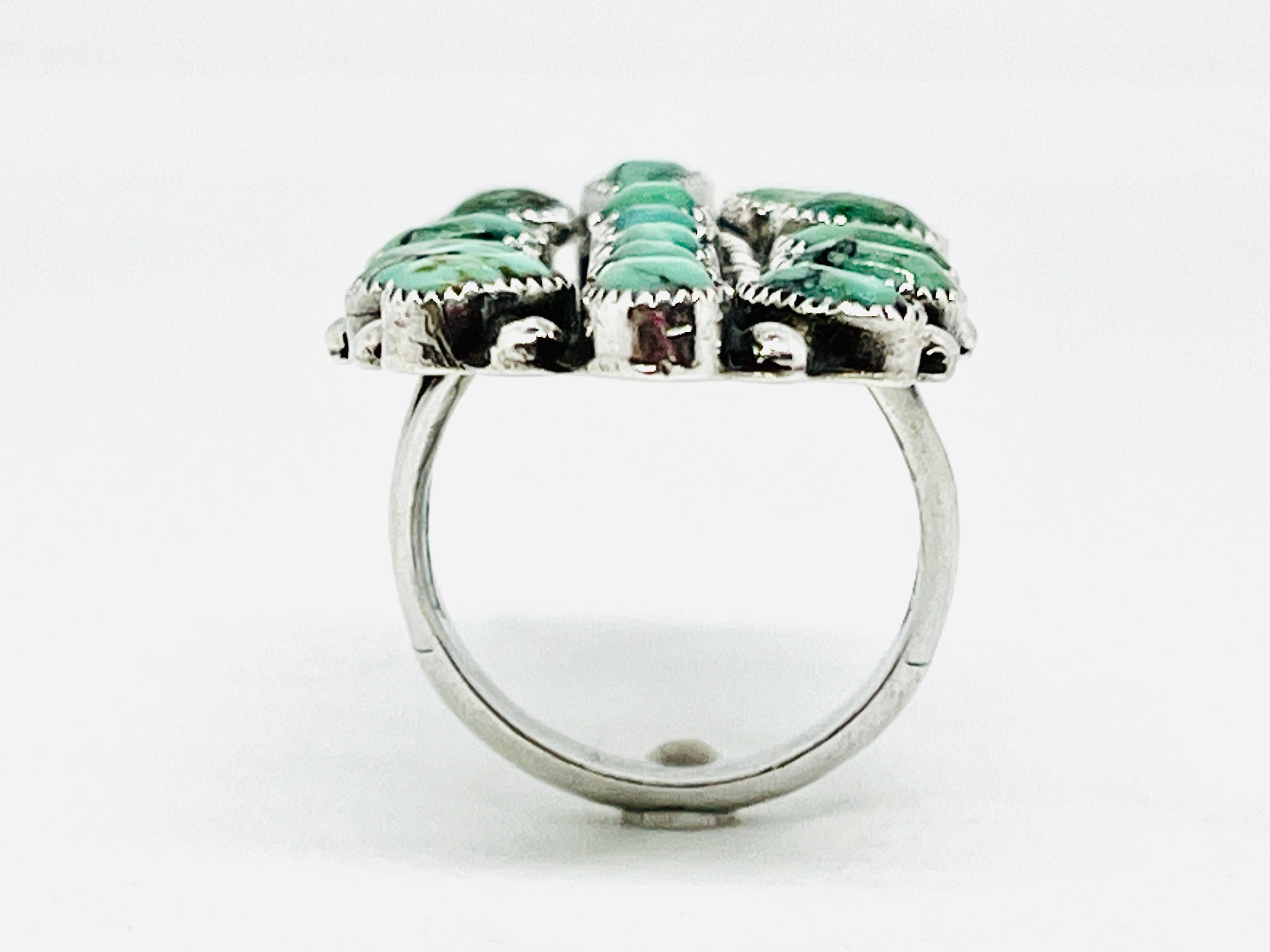 Victor Moses Begay Navajo Silver Turquoise Inlay Ring, Master Silversmith 6