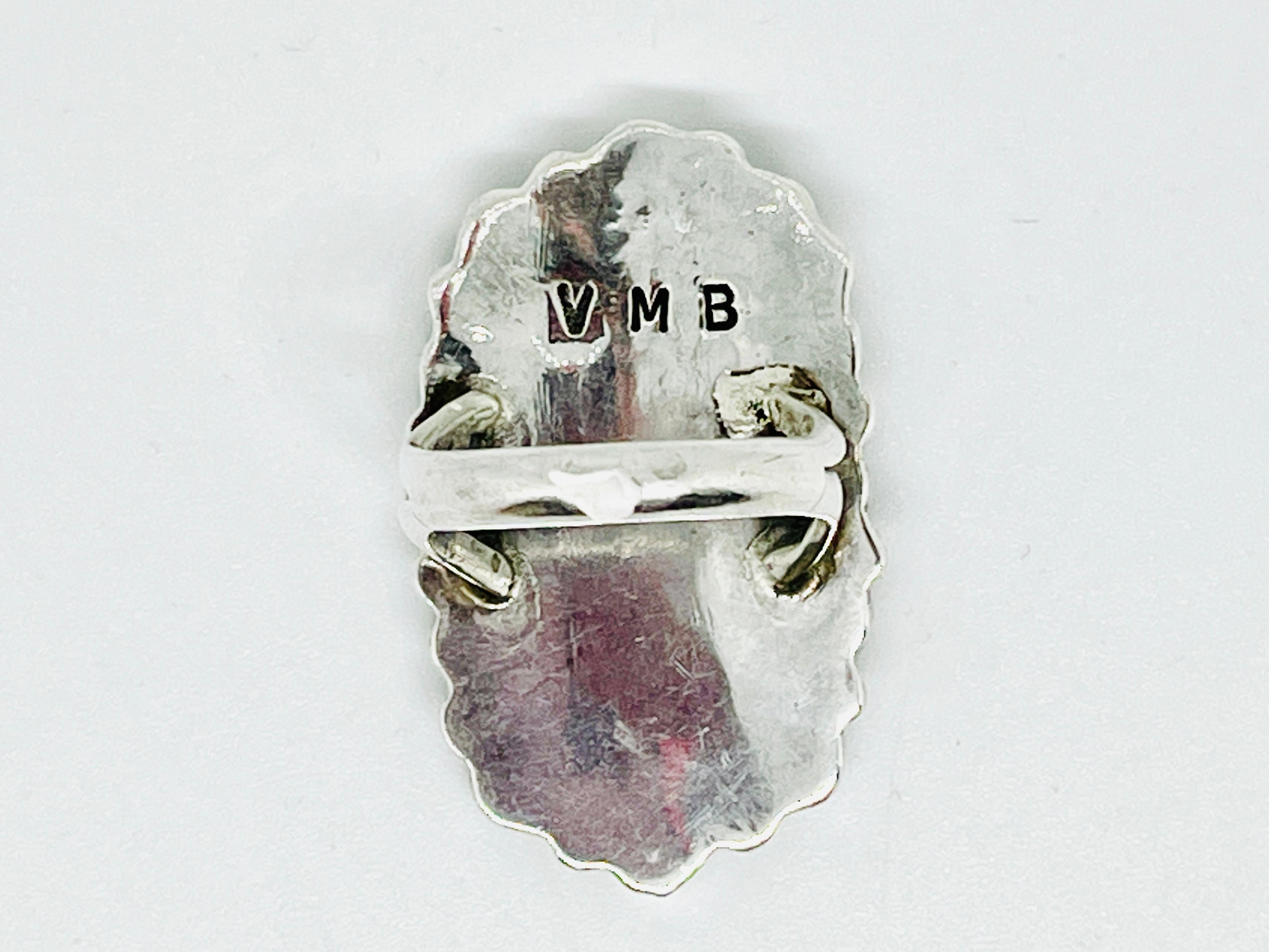 Victor Moses Begay Navajo Silver Turquoise Inlay Ring, Master Silversmith 3