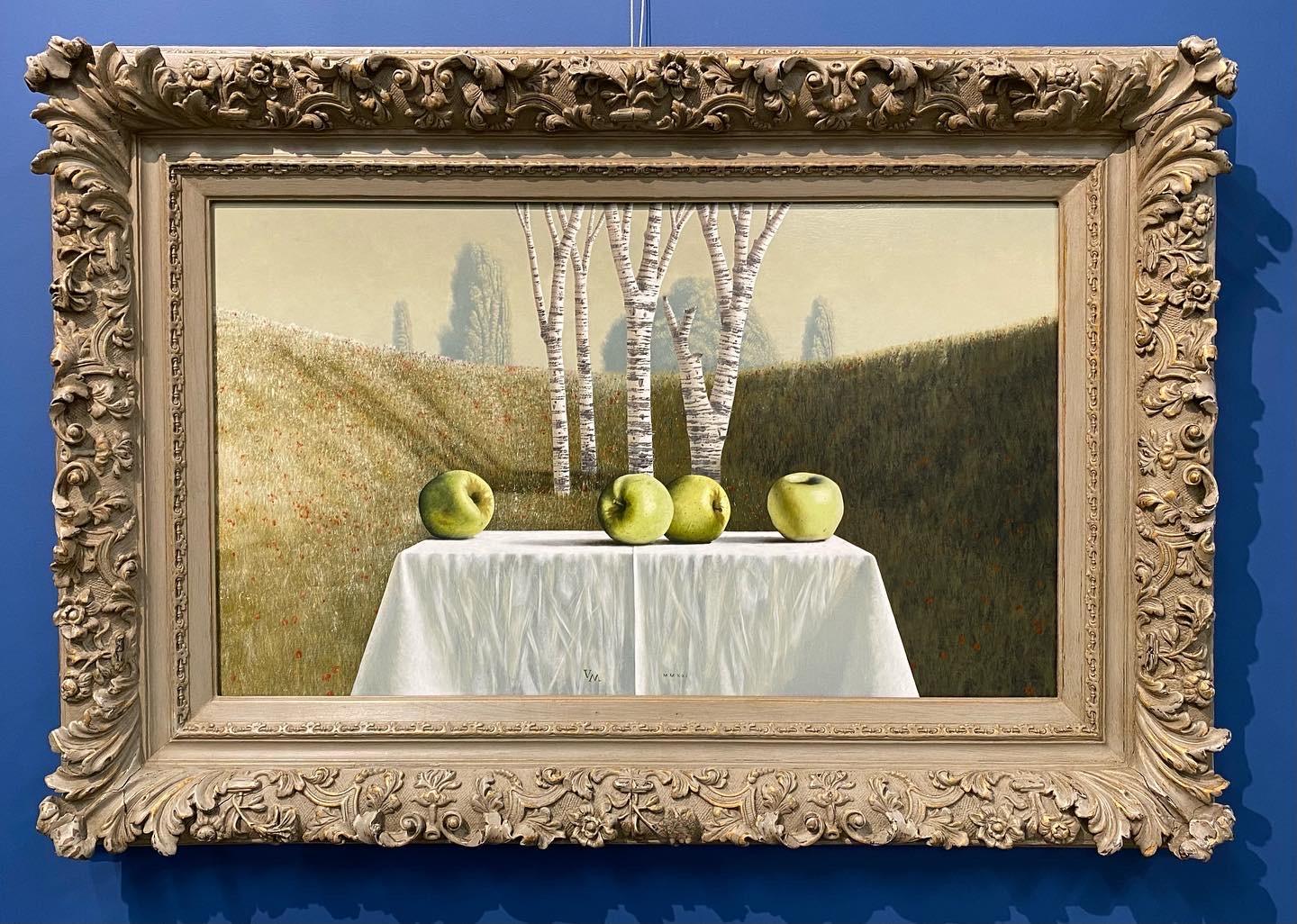 Des pommes dans un champ de coquelicots - 21e siècle Contemporary  Nature morte Peinture à l'huile - Painting de Victor Muller