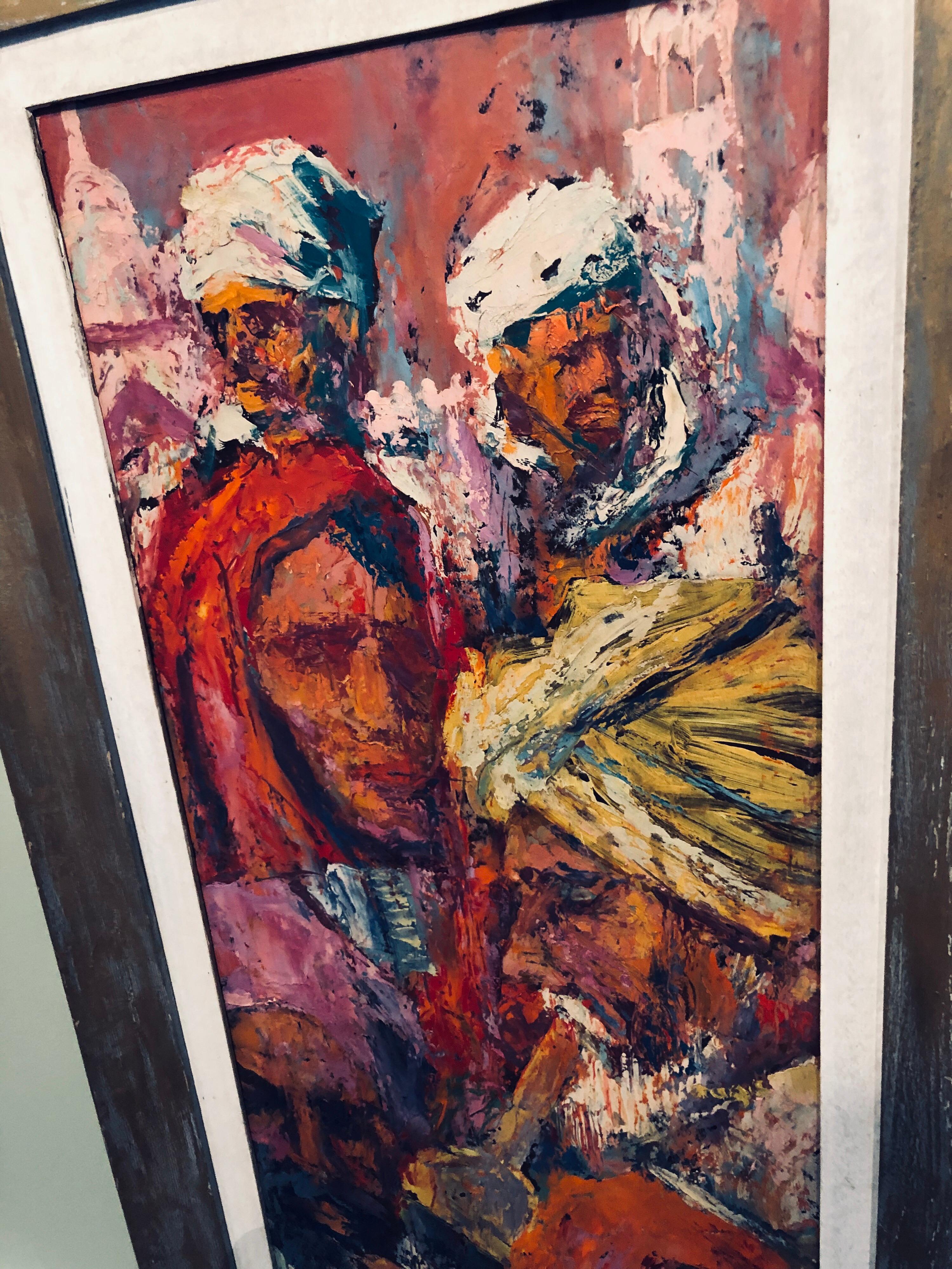 Peinture à l'huile sur panneau représentant des Arabes, Victor Olsen Impasto en vente 5