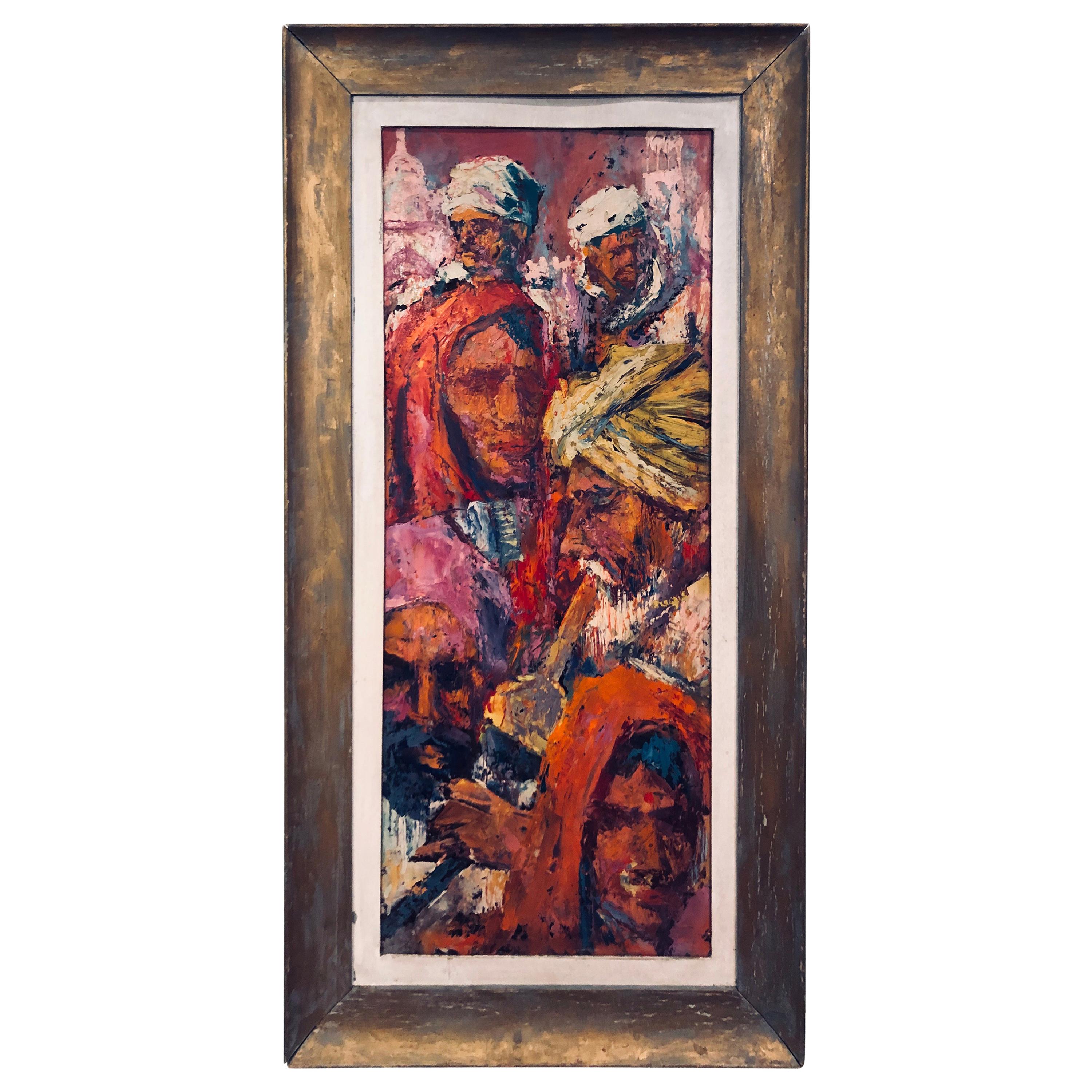 Peinture à l'huile sur panneau représentant des Arabes, Victor Olsen Impasto en vente