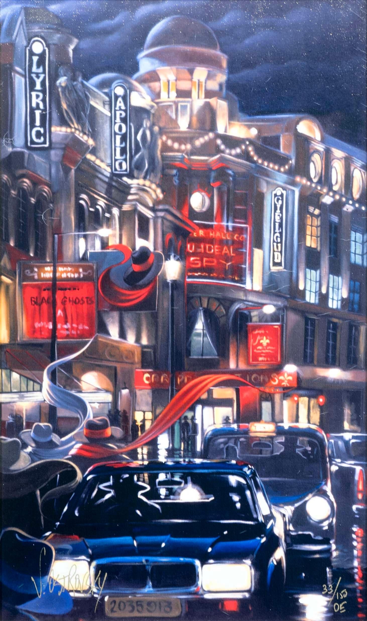 Canadian Victor Ostrovsky London Contact Signed Enhanced Giclee on Canvas 33/150 Framed